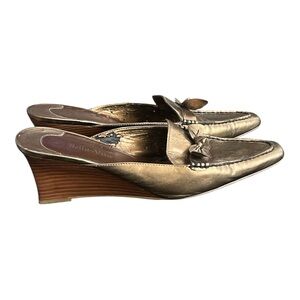 Bella Vita Gold Mules with Bow Accent Size 10